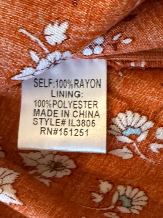 NWT Boho Rust Floral V-Neck Blouse with Paisley Trim - Picture 12 of 12